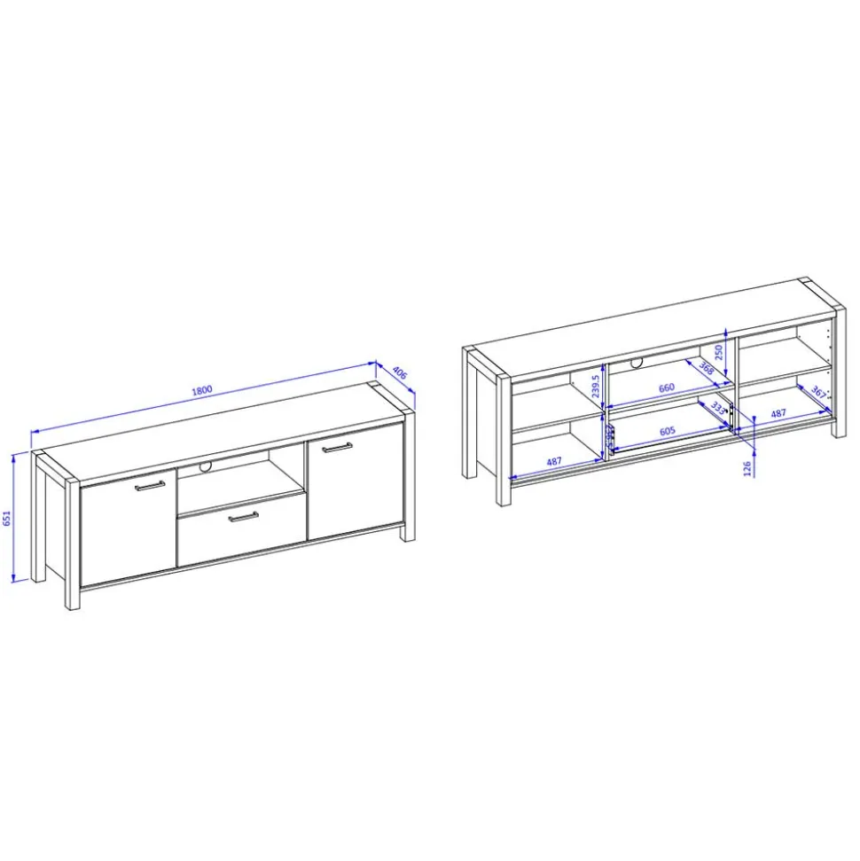 TV Unterschrank mit 1,80 m Breite - Zavorra