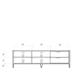 TV Unterschrank mit vier Fächern und zwei Schubladen - Laida