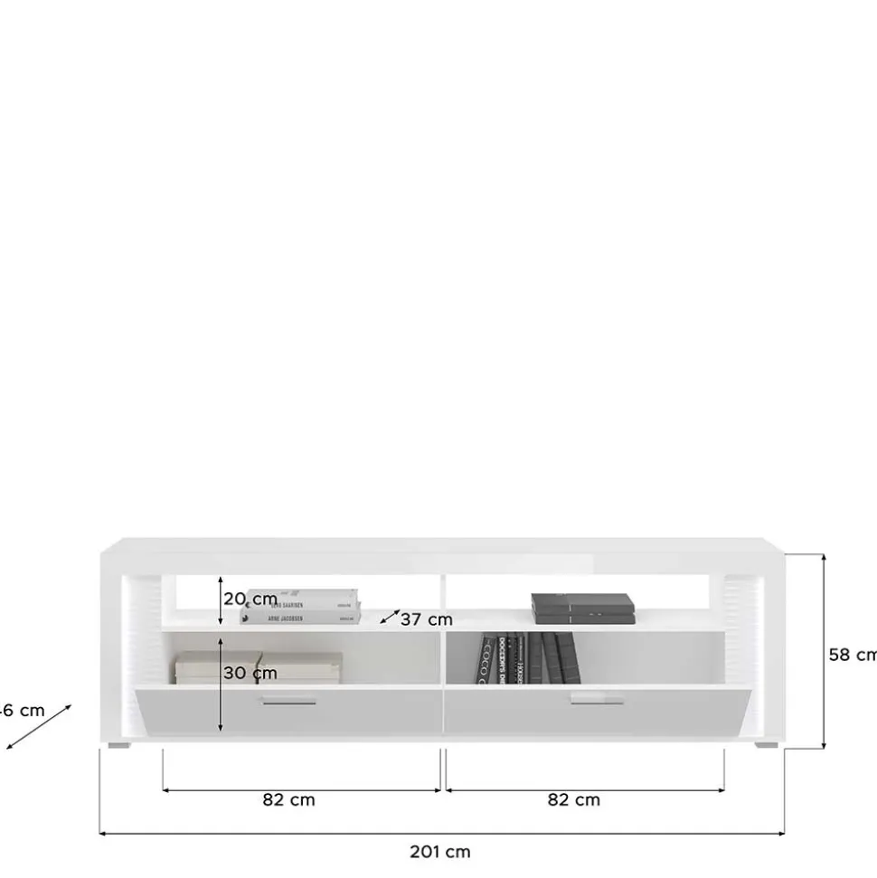 TV Wohnkombination hochglänzend in Weiß - Gomata (vierteilig)