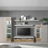 TV Wohnwand in Hellgrau & Zinneiche - Lioscas (fünfteilig)