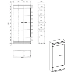 TV Wohnwand in Hellgrau & Zinneiche - Lioscas (fünfteilig)