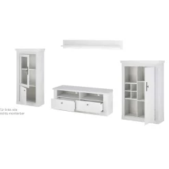 TV Wohnwand in weißer Holzoptik Pinie - Liancos (vierteilig)