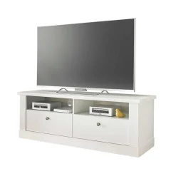 TV Wohnwand in weißer Holzoptik Pinie - Liancos (vierteilig)