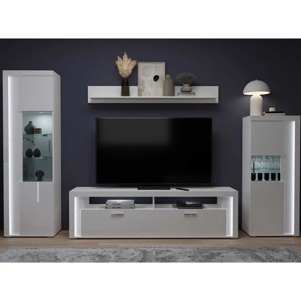 TV Wohnwand Möbel mit LED Set - Gomata (vierteilig)
