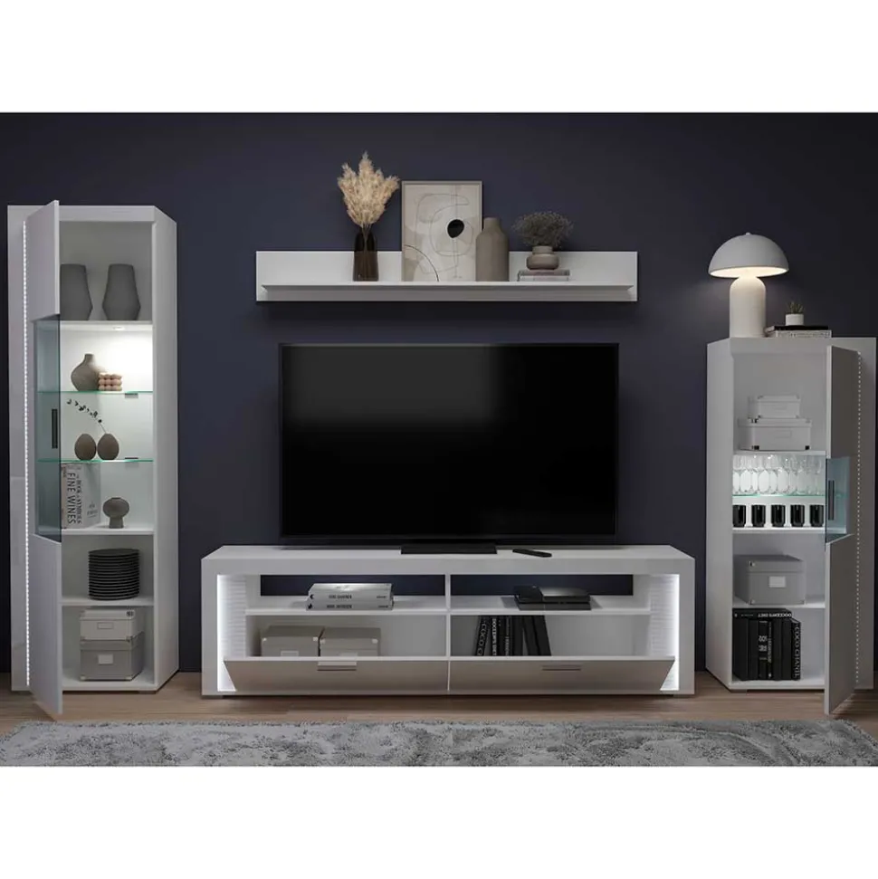 TV Wohnwand Möbel mit LED Set - Gomata (vierteilig)