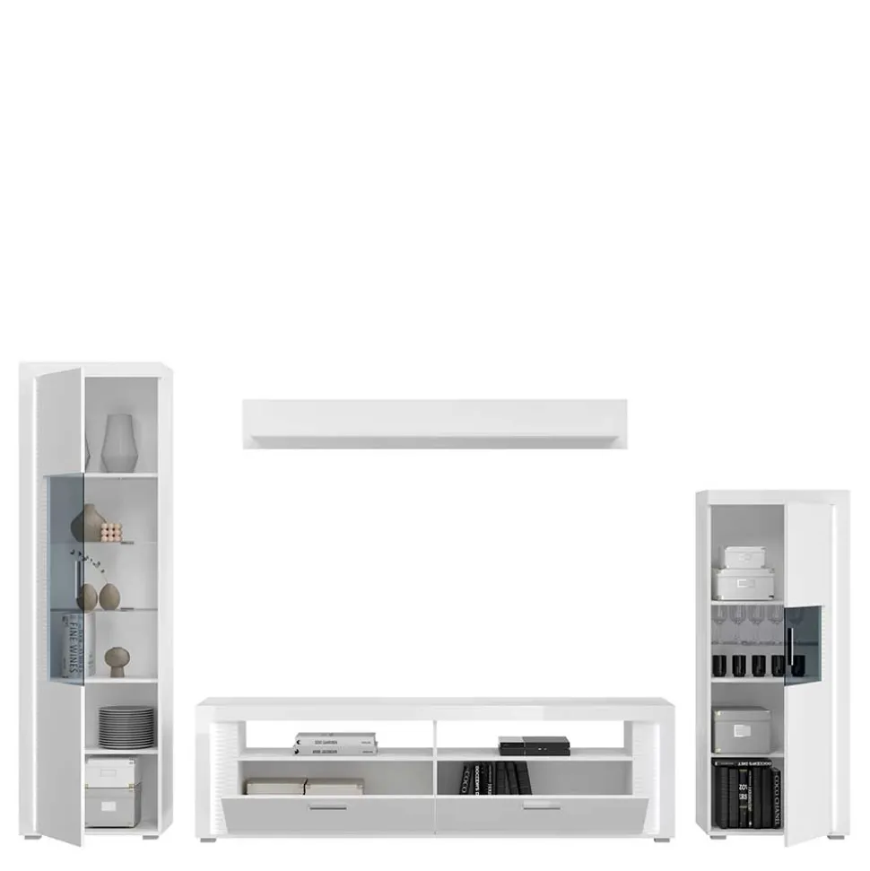 TV Wohnwand Möbel mit LED Set - Gomata (vierteilig)