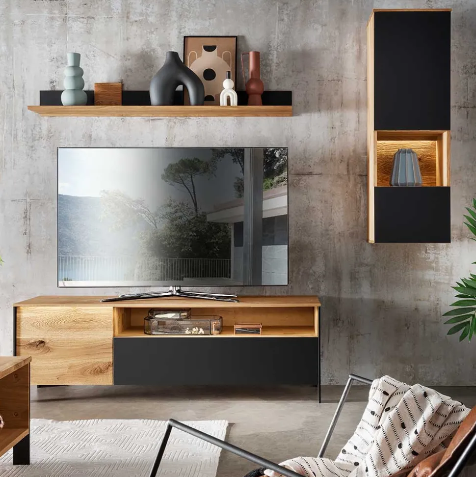 TV Wohnwand Möbelset 194 cm breit - Viligrana (dreiteilig)