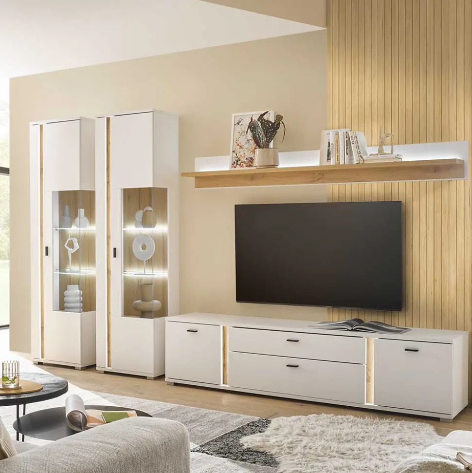 TV Wohnwand mit Licht Möbelset - Racelyn (vierteilig)