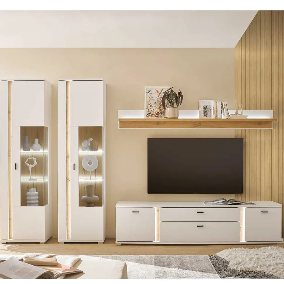 TV Wohnwand mit Licht Möbelset - Racelyn (vierteilig)