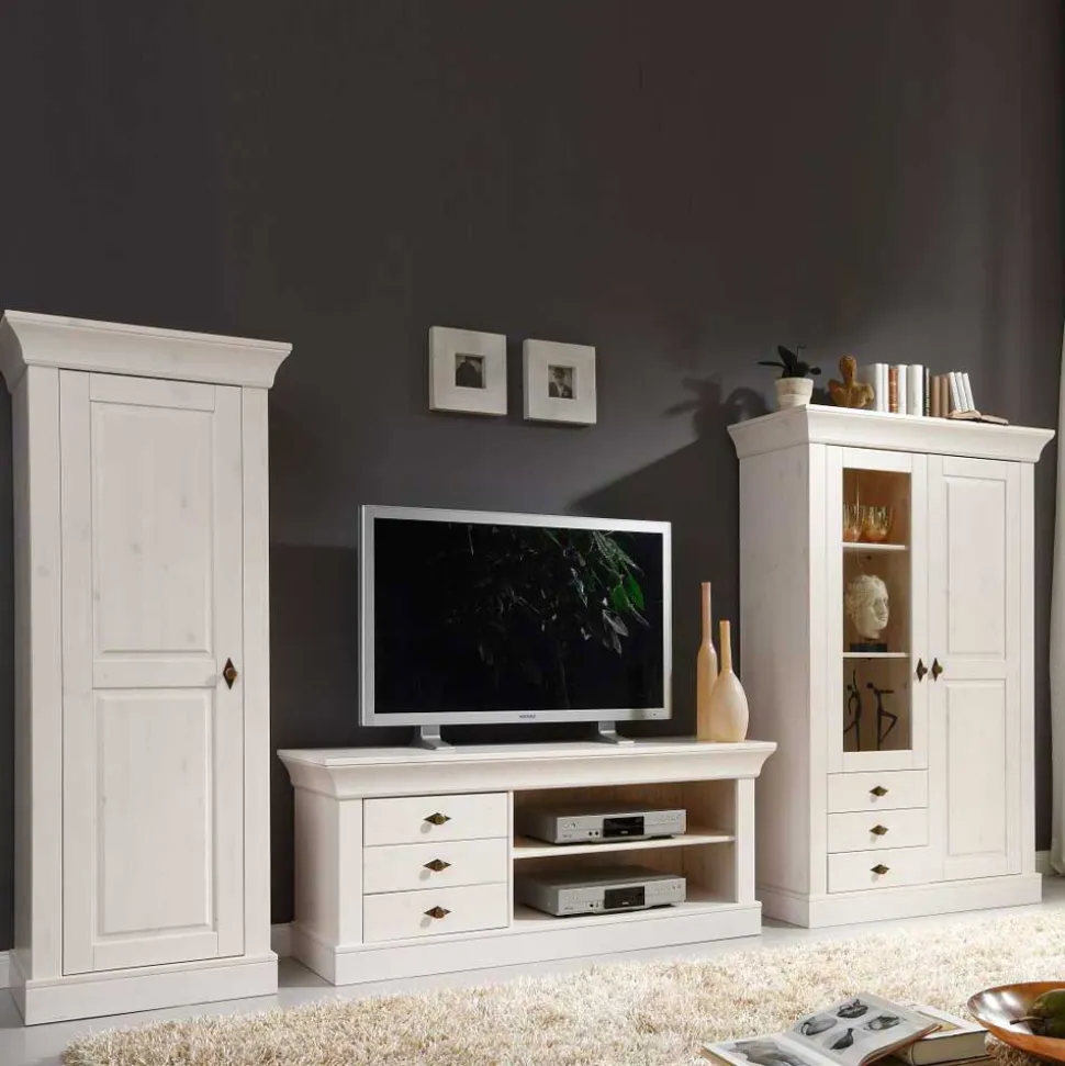 TV Wohnwand Satumare aus Kiefer teilmassiv (dreiteilig)