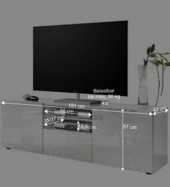 TV Wohnwand Schränke in Weiß - Vascaub (dreiteilig)