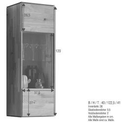 TV Wohnwand Set massiv - Sinta (vierteilig)