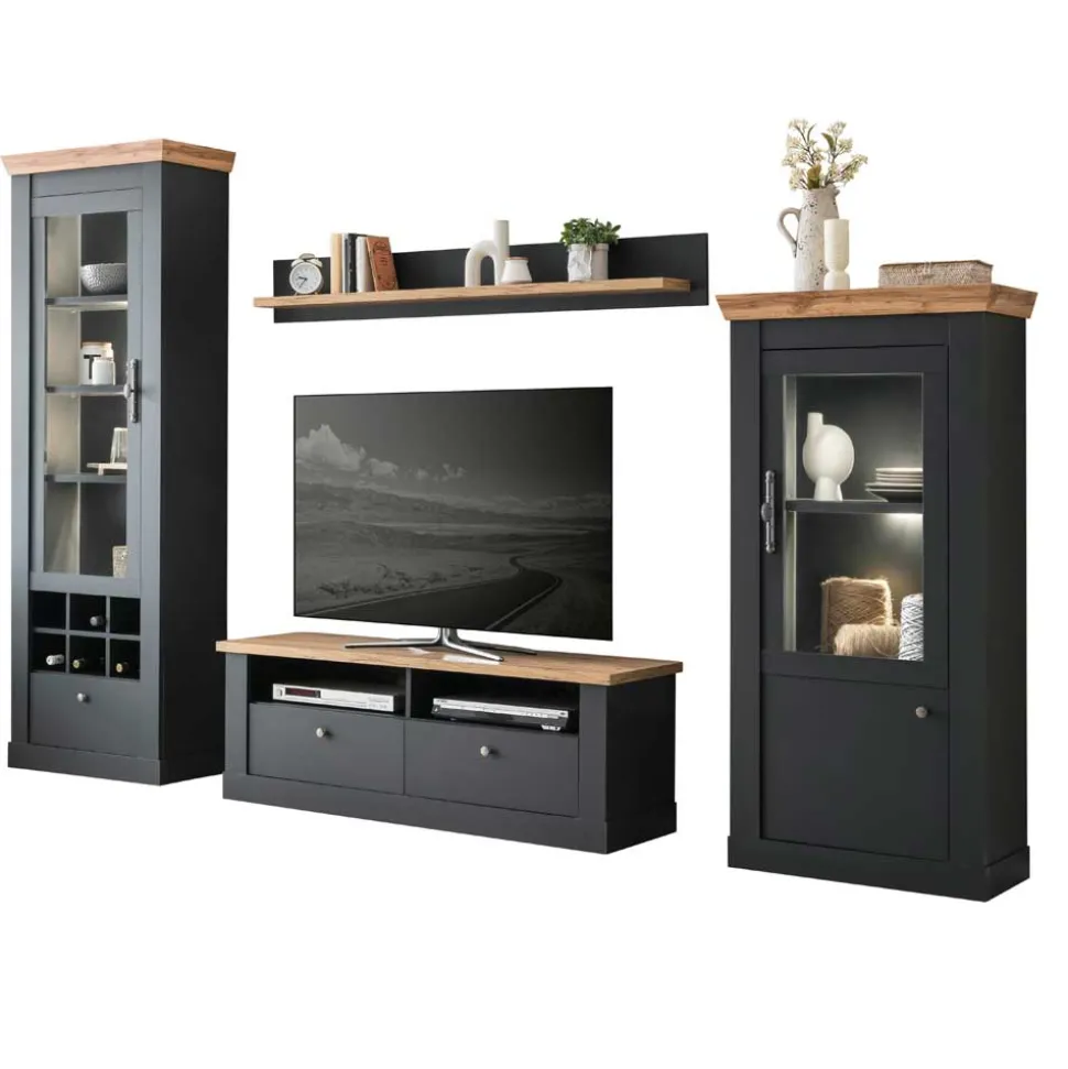 TV Wohnwandmöbel 297 cm breit - Lionel (vierteilig)
