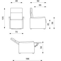 TV Wohnzimmersessel in Anthrazit - Zalona