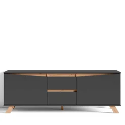 TV-Lowboard in Anthrazit mit Wildeiche - Operatiu