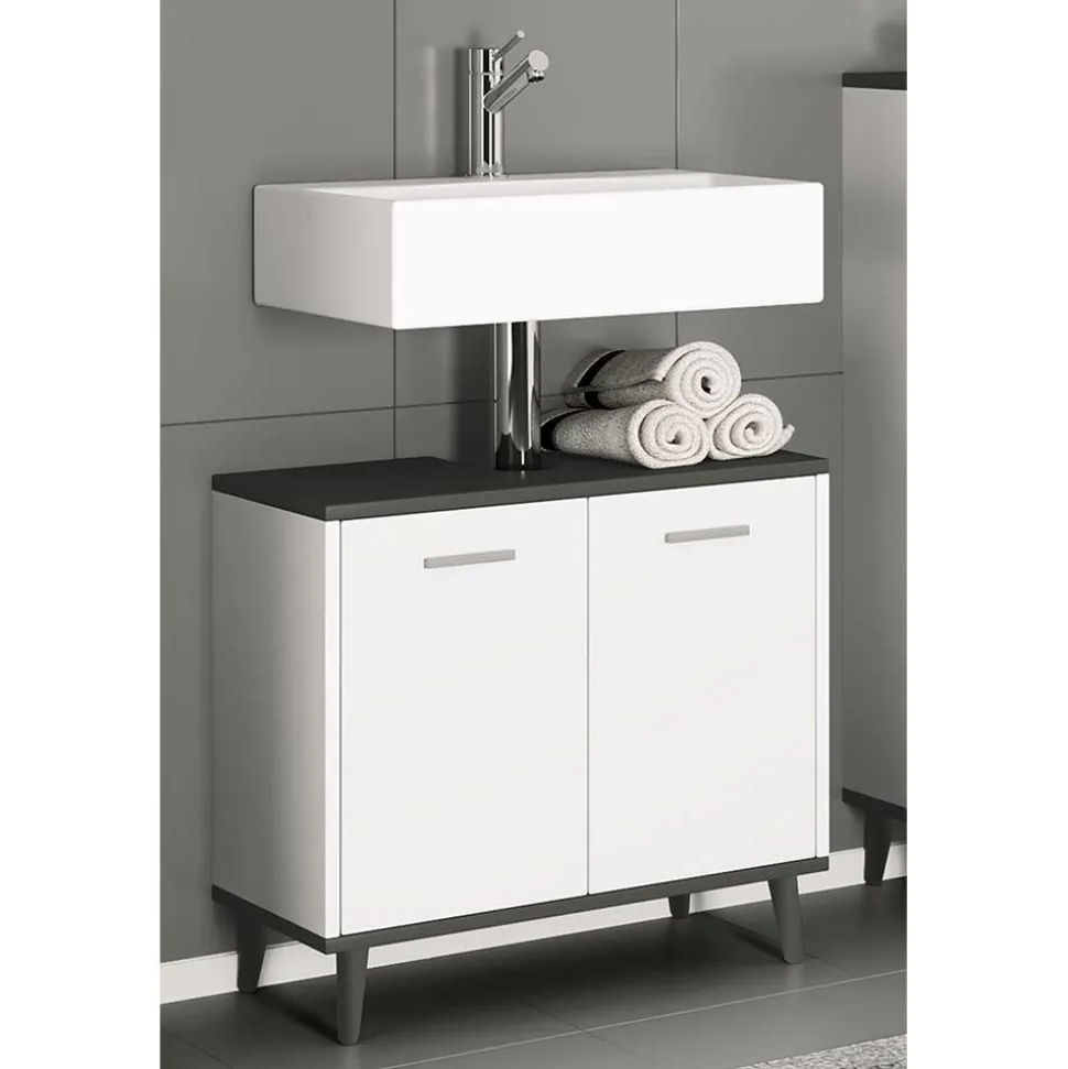 Unterbeckenschrank in Weiß und Anthrazit - Rondja