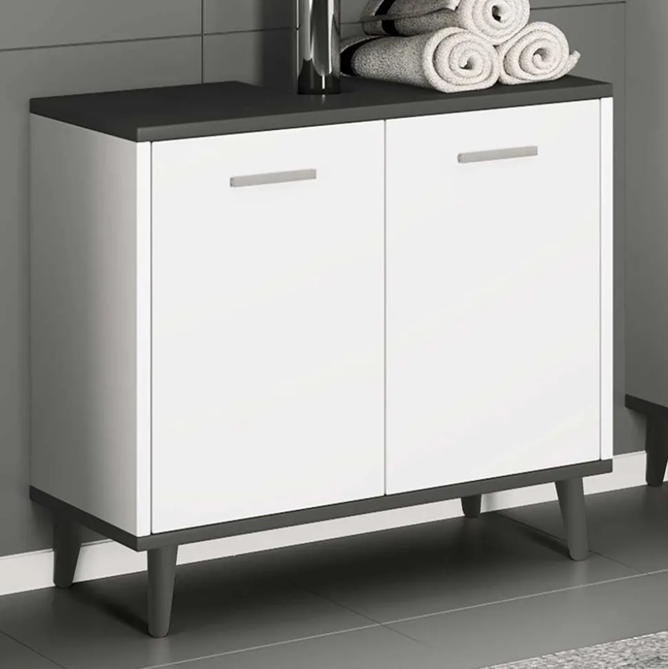Unterbeckenschrank in Weiß und Anthrazit - Rondja