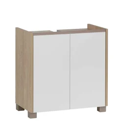 Unterbeckenschrank in Weiß und Eiche Hell - Ronya