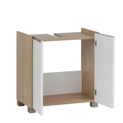 Unterbeckenschrank in Weiß und Eiche Hell - Ronya