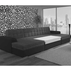 U-Sofa in Schwarz Kunstlederbezug - Bekasi