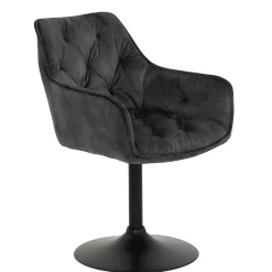 Velours Armlehnenstuhl in Grau - drehbar - Empria (2er Set)