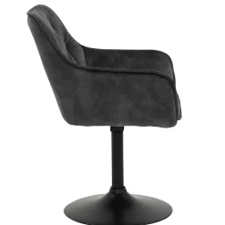 Velours Armlehnenstuhl in Grau - drehbar - Empria (2er Set)