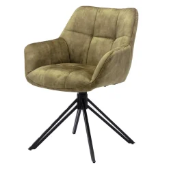 Velours Armlehnenstuhl in Oliv Grün - Sagavi (2er Set)