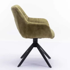 Velours Armlehnenstuhl in Oliv Grün - Sagavi (2er Set)