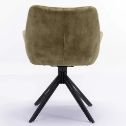 Velours Armlehnenstuhl in Oliv Grün - Sagavi (2er Set)