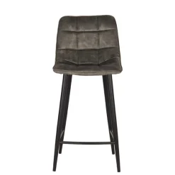 Velours Barstühle in Dunkelgrün - Cremo (2er Set)