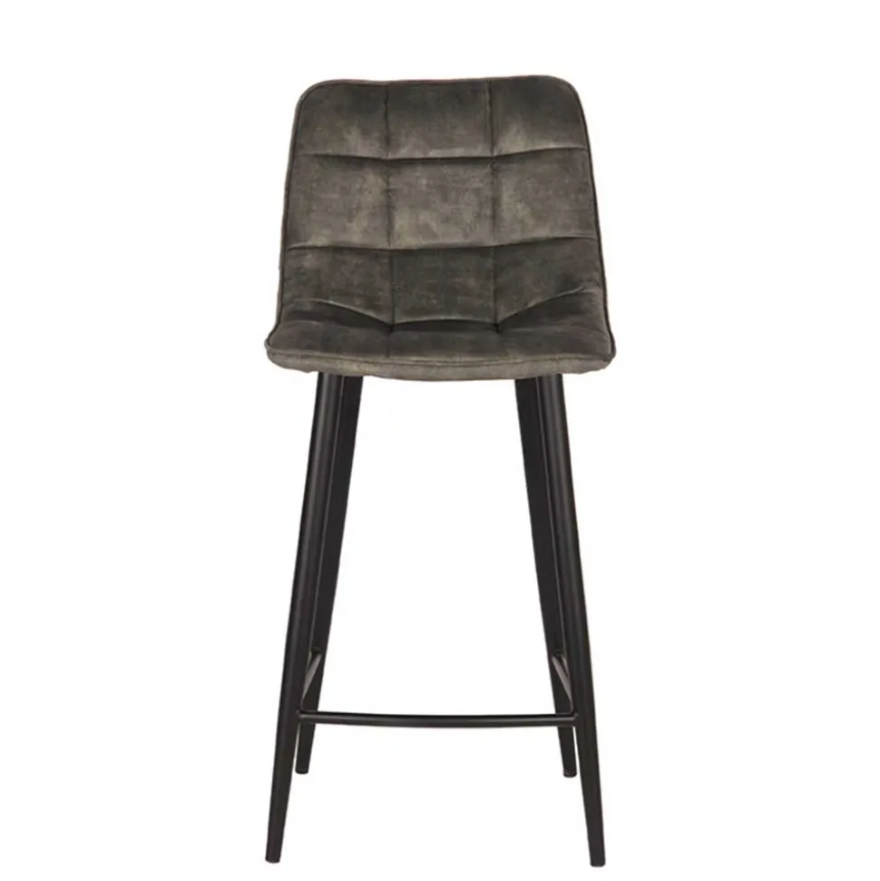 Velours Barstühle in Dunkelgrün - Cremo (2er Set)