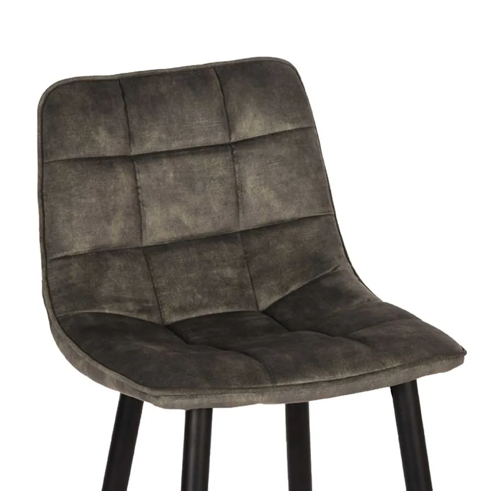 Velours Barstühle in Dunkelgrün - Cremo (2er Set)