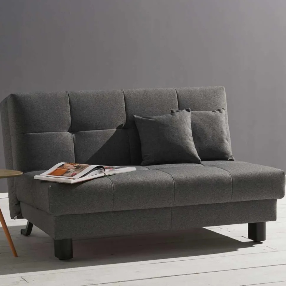Velours Bettcouch in Grau - Daylight