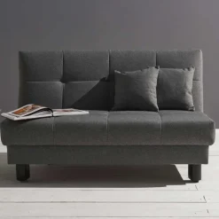 Velours Bettcouch in Grau - Daylight