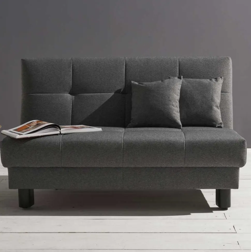 Velours Bettcouch in Grau - Daylight