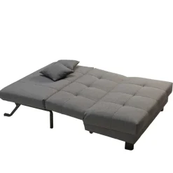 Velours Bettcouch in Grau - Daylight