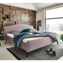 Velours Bettgestell in Altrosa - Unegra