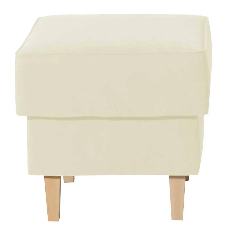 Velours Couchhocker in Cremefarben - Kanmura
