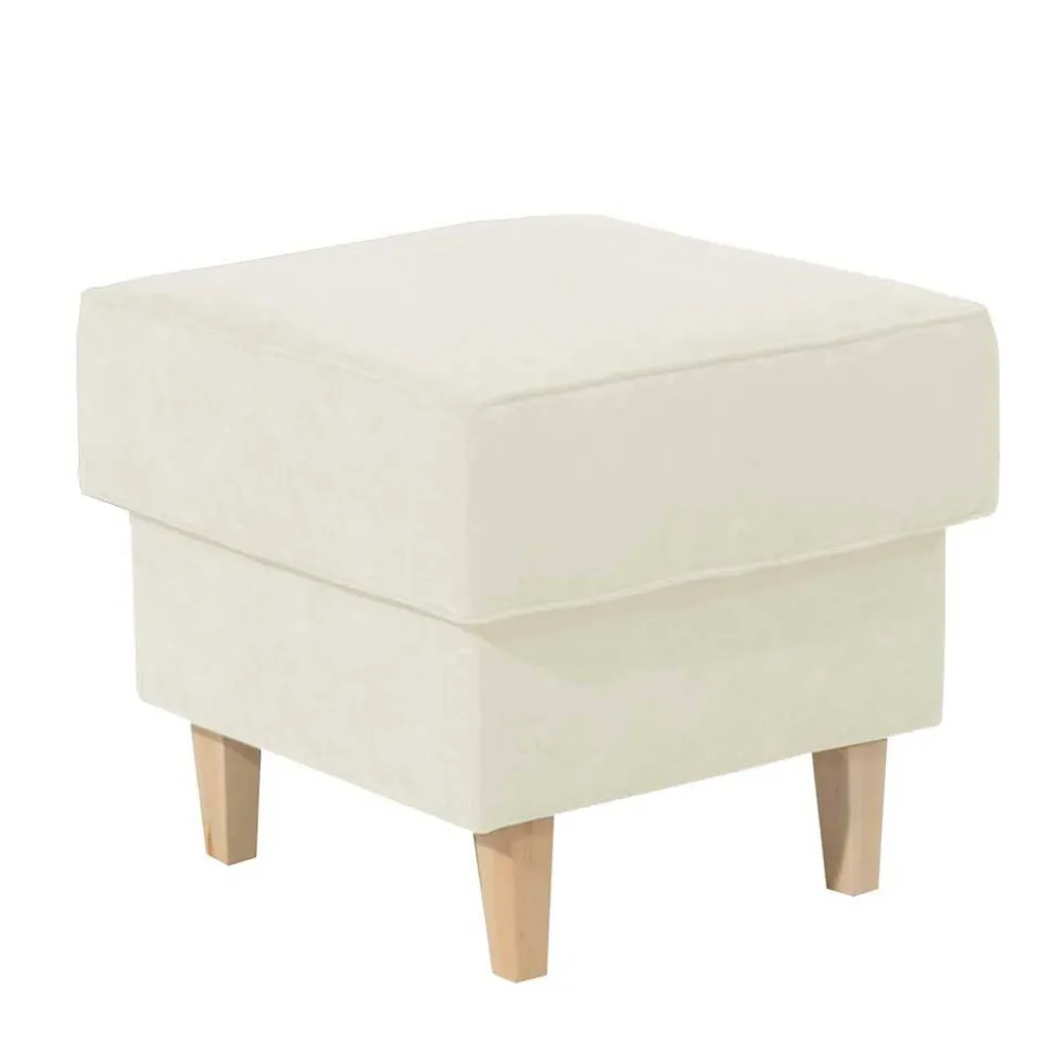 Velours Couchhocker in Cremefarben - Kanmura