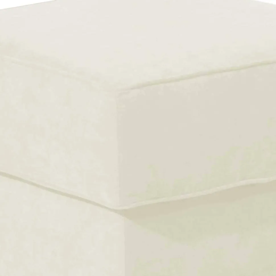 Velours Couchhocker in Cremefarben - Kanmura