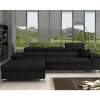 Velours Ecksofa in Schwarz - Milwaukee