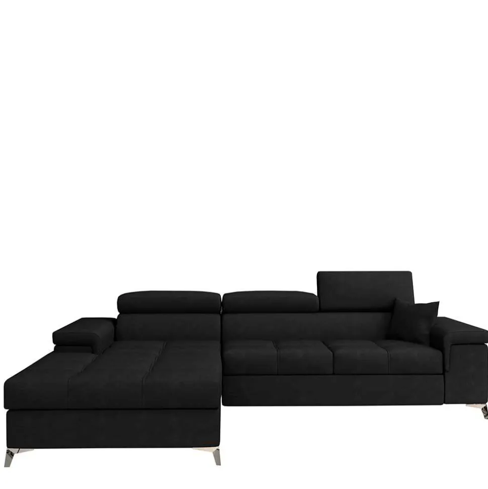 Velours Ecksofa in Schwarz - Milwaukee