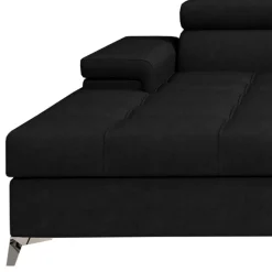 Velours Ecksofa in Schwarz - Milwaukee