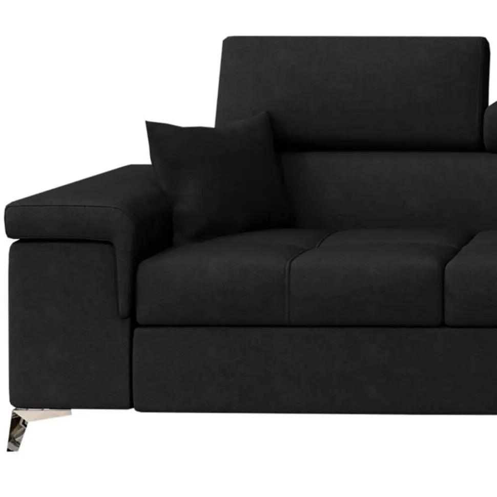 Velours Ecksofa in Schwarz - Milwaukee