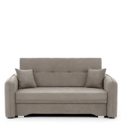 Velours Federkerncouch in Beigegrau - Fortinos