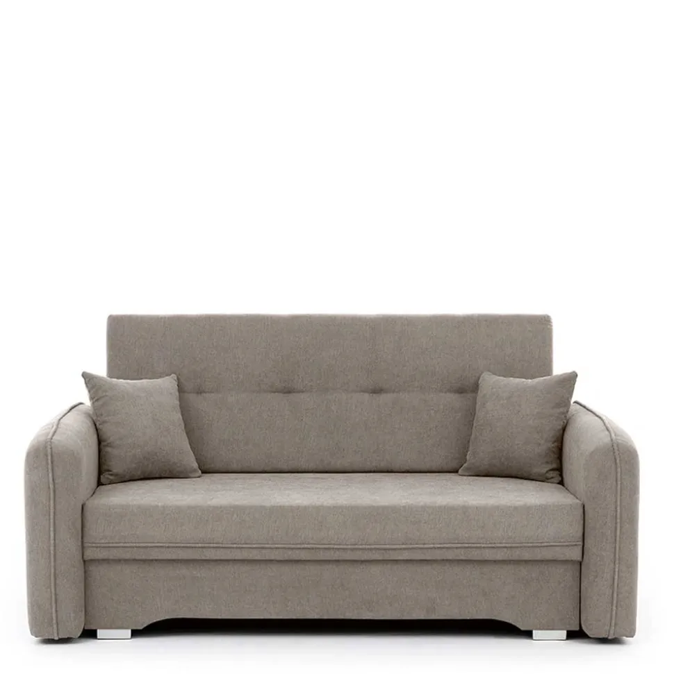 Velours Federkerncouch in Beigegrau - Fortinos