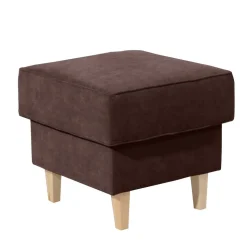 Velours Hocker in Braun und Buche - Revelinda