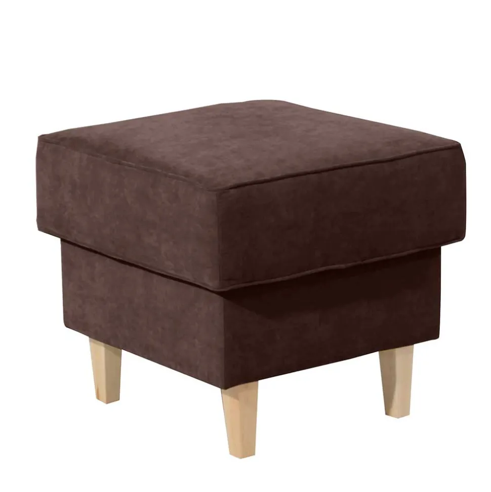Velours Hocker in Braun und Buche - Revelinda