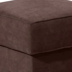 Velours Hocker in Braun und Buche - Revelinda