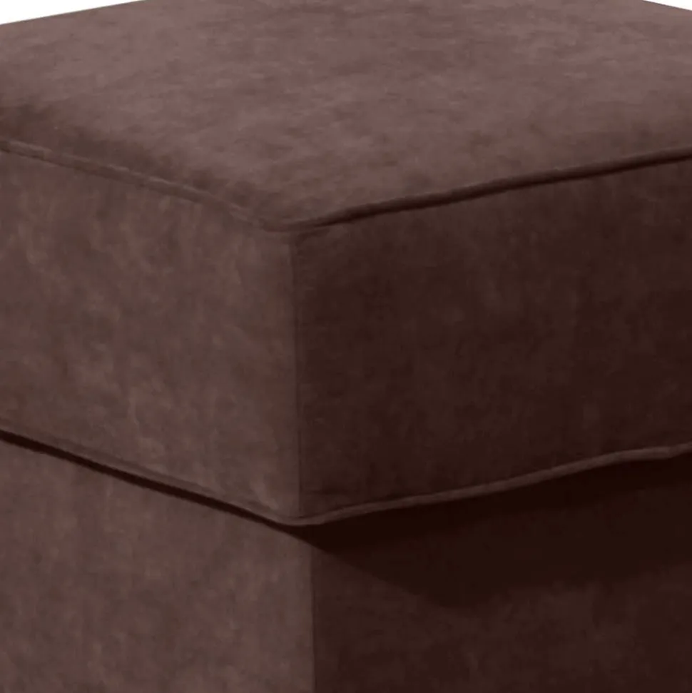 Velours Hocker in Braun und Buche - Revelinda